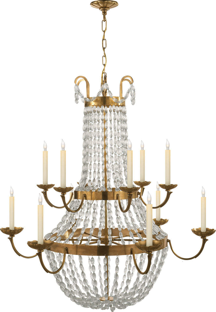Paris Flea Market Grande Chandelier | Antique-Burnished Brass | Seeded Glass