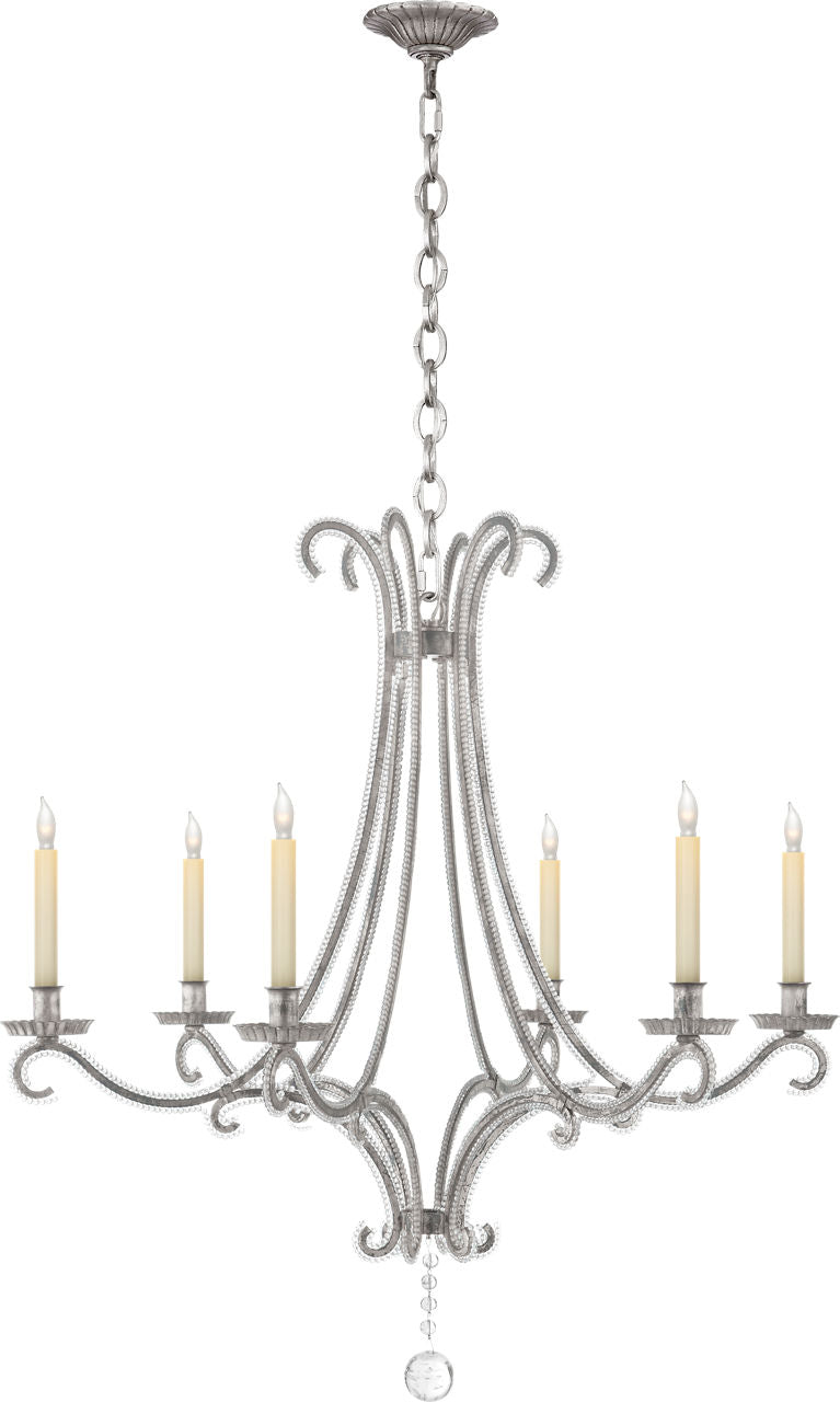 Oslo Medium Chandelier | Burnished Silver Leaf | Crystal