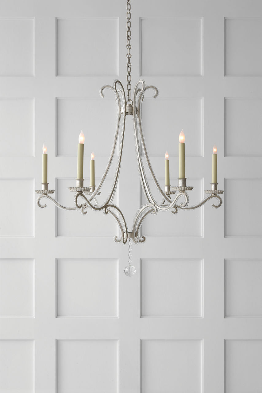 Oslo Medium Chandelier | Burnished Silver Leaf | Crystal
