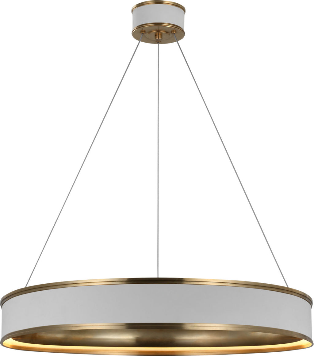 Connery 30" Ring Chandelier | Matte White and Antique-Burnished Brass