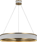 Connery 30" Ring Chandelier | Matte White and Antique-Burnished Brass
