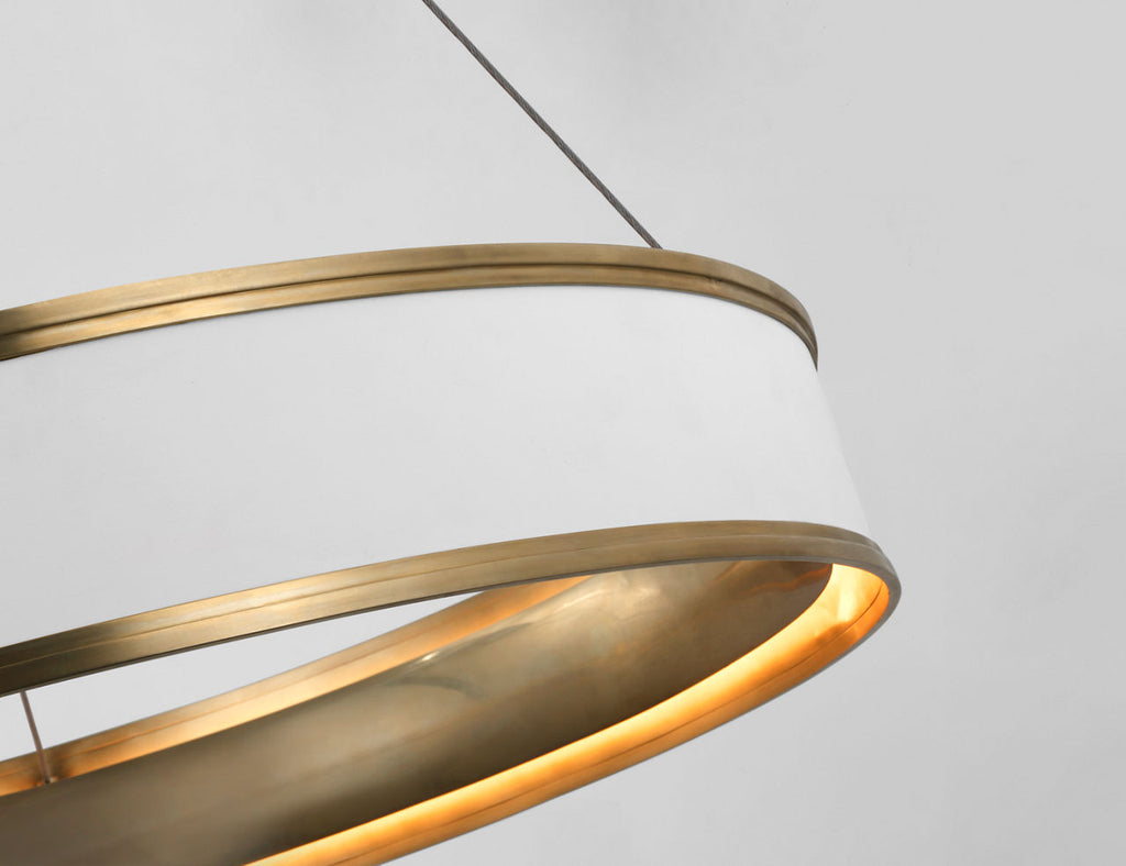 Connery 30" Ring Chandelier | Matte White and Antique-Burnished Brass