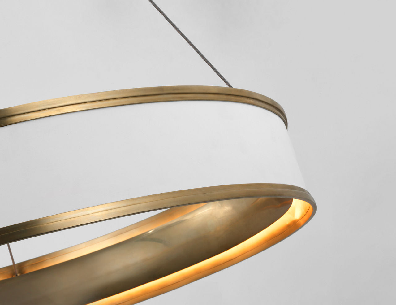 Connery 30" Ring Chandelier | Matte White and Antique-Burnished Brass
