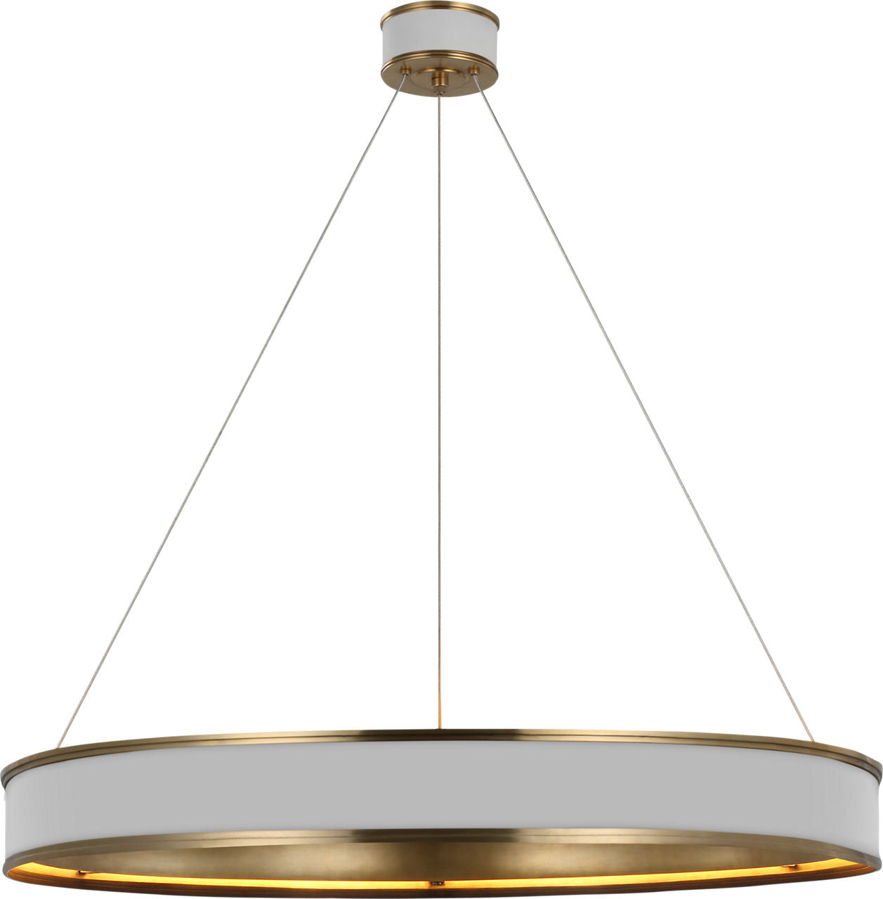 Connery 40" Ring Chandelier | Matte White and Antique-Burnished Brass