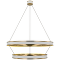 Connery 40" Two-Tier Ring Chandelier | Matte White and Antique-Burnished Brass