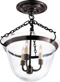 Country Semi-Flush Bell Jar Lantern | Bronze