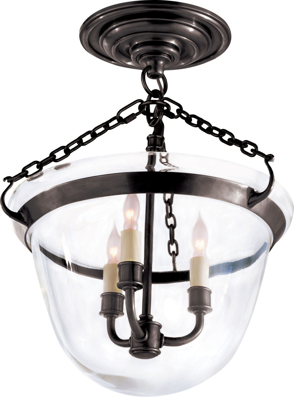 Country Semi-Flush Bell Jar Lantern | Bronze