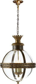 Crown Top Banded Globe Lantern | Bronze | Antique-Burnished Brass | Clear Glass