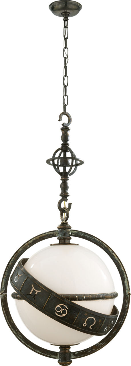 Zodiac Lantern | Bronze | Verdigris Highlights | White Glass