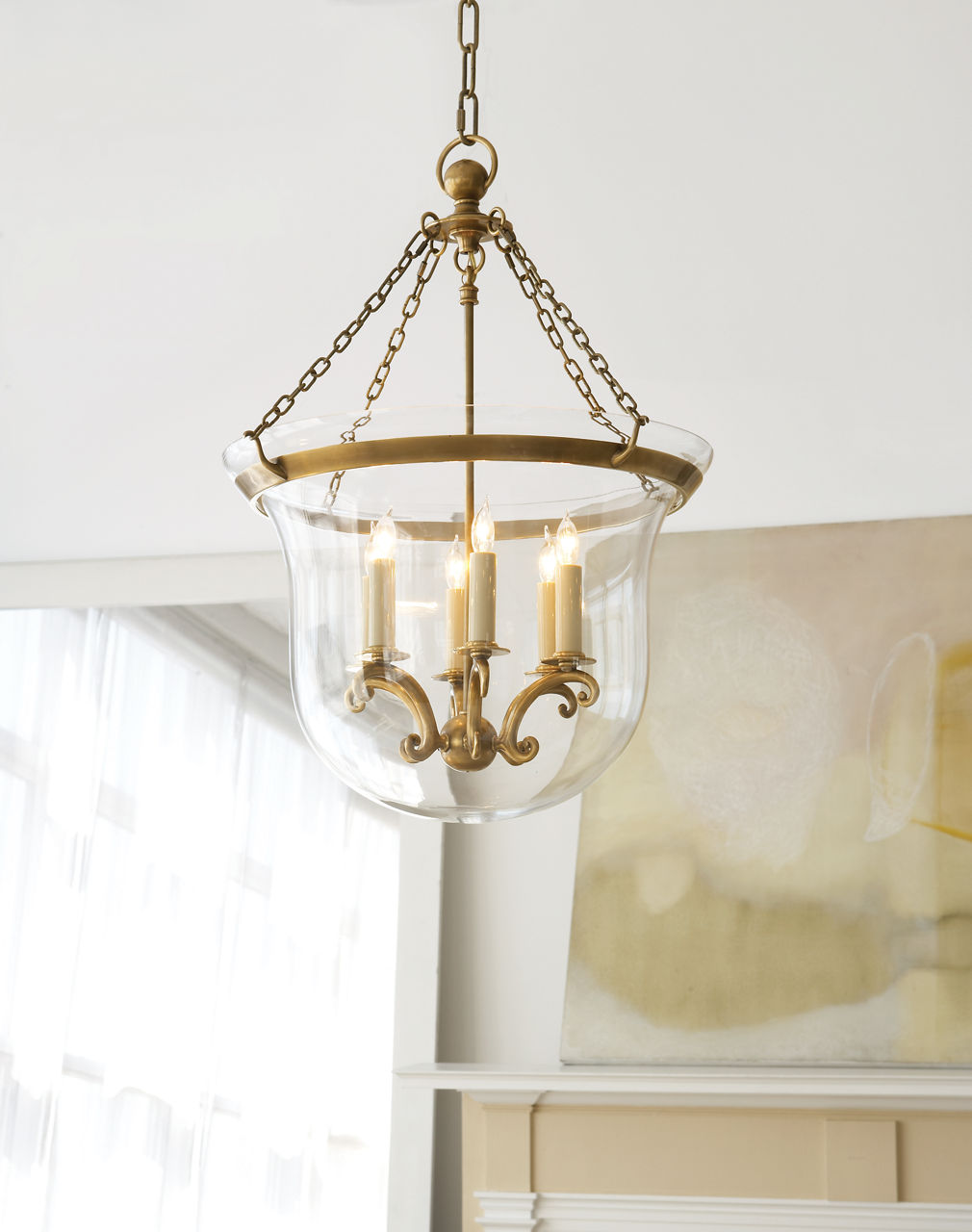 Country Medium Bell Jar Lantern | Antique-Burnished Brass