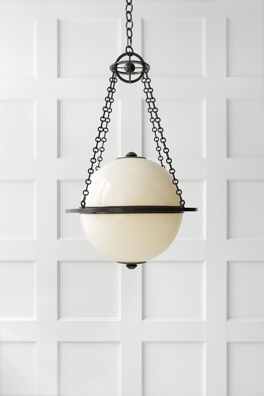 Modern Globe Lantern | Bronze | White Glass