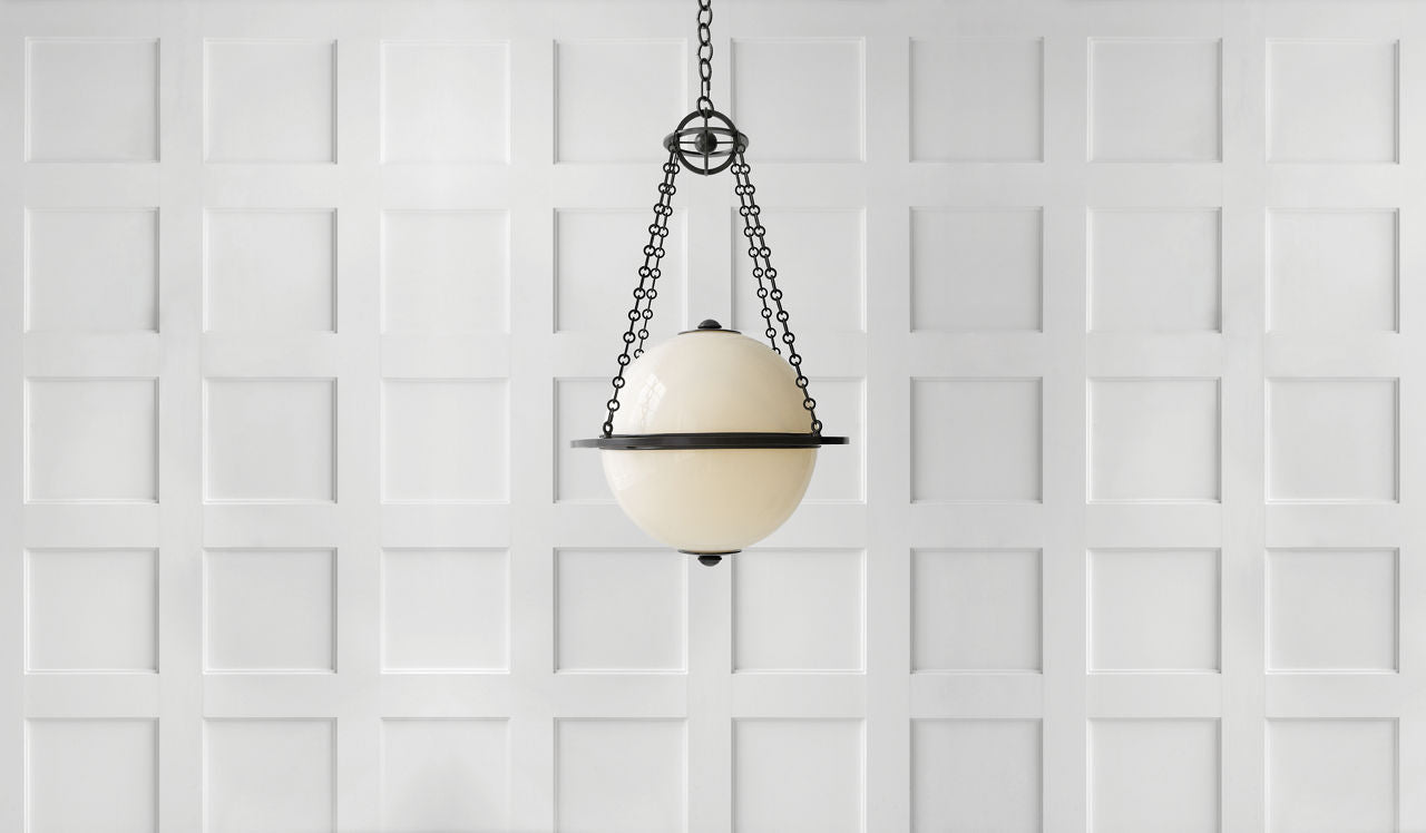 Modern Globe Lantern | Bronze | White Glass