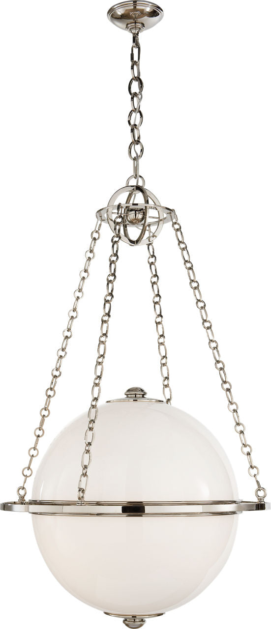 Modern Globe Lantern | Polished Nickel | White Glass