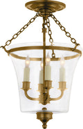 Sussex Semi-Flush Bell Jar Lantern | Antique-Burnished Brass