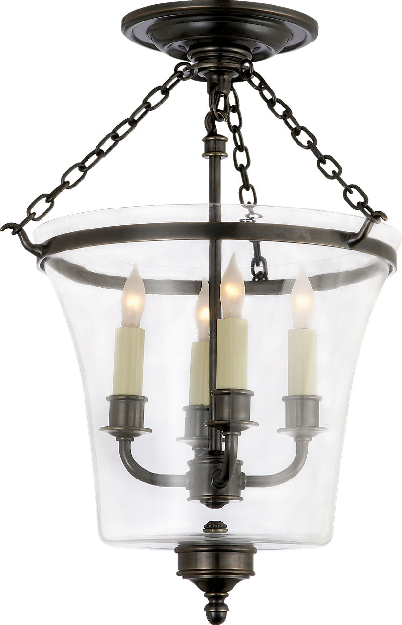 Sussex Semi-Flush Bell Jar Lantern | Bronze