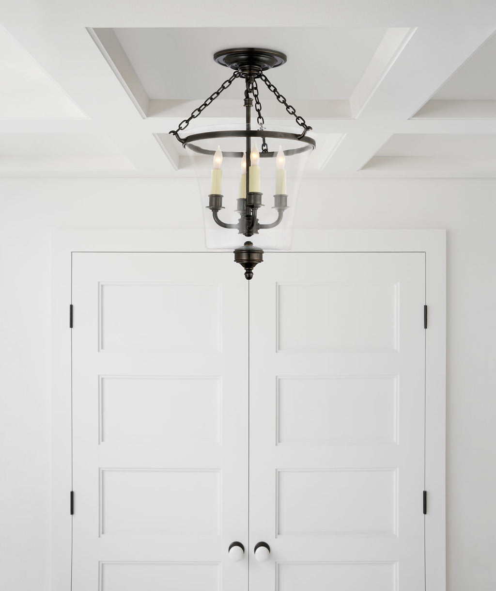 Sussex Semi-Flush Bell Jar Lantern | Bronze