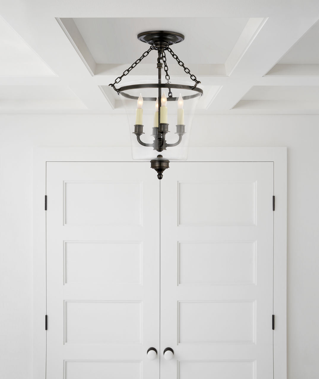 Sussex Semi-Flush Bell Jar Lantern | Bronze