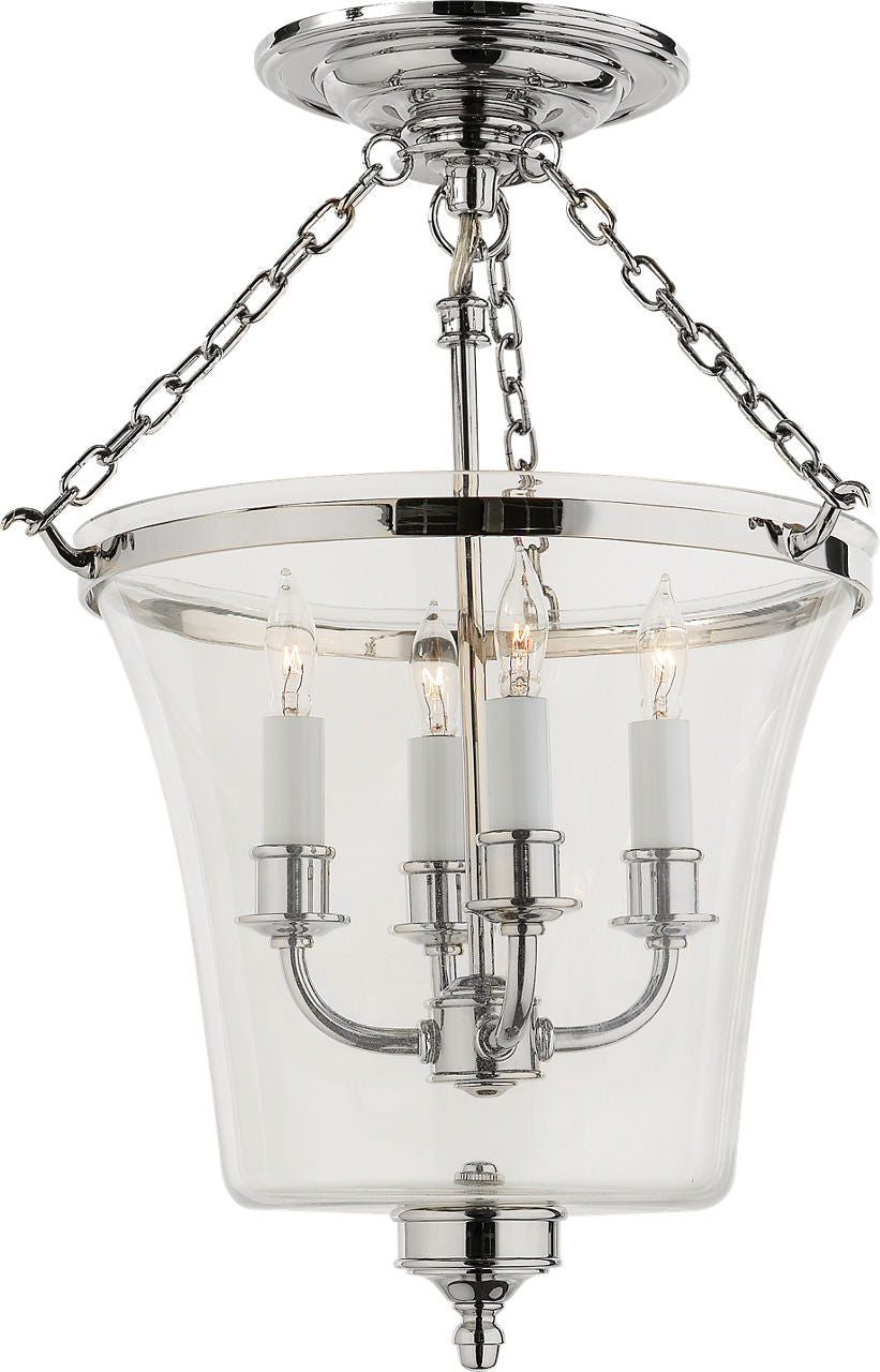 Sussex Semi-Flush Bell Jar Lantern | Polished Nickel