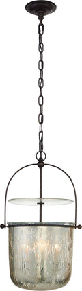 Lorford Small Smoke Bell Lantern | Aged Iron | Antiqued Mercury Glass