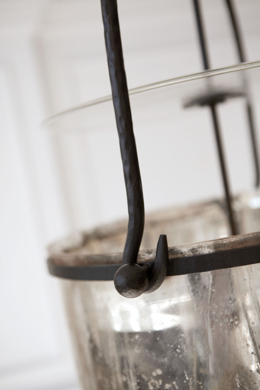 Lorford Smoke Bell Lantern | Aged Iron | Mercury Glass