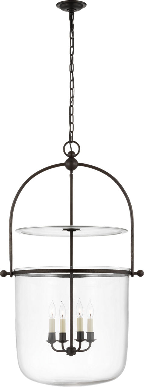 Lorford Large Smoke Bell Lantern | Aged Iron | Clear Glass