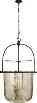 Lorford Large Smoke Bell Lantern | Aged Iron | Antiqued Mercury Glass
