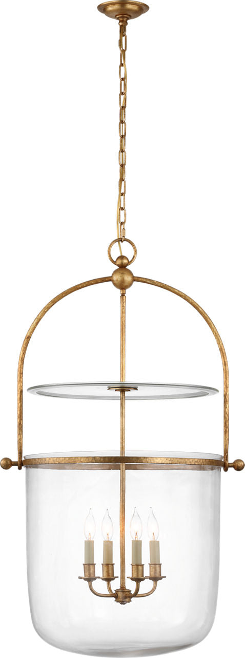 Lorford Large Smoke Bell Lantern | Gilded Iron | Clear Glass