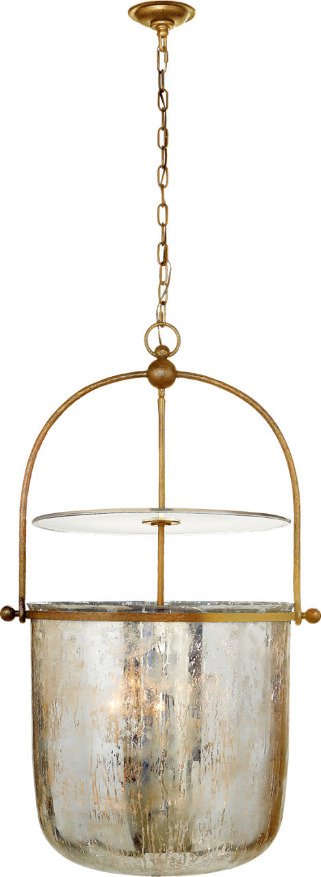 Lorford Large Smoke Bell Lantern | Gilded Iron | Antiqued Mercury Glass