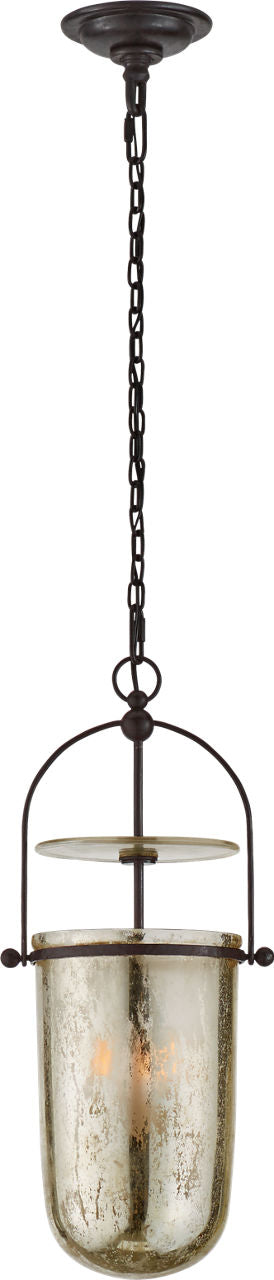 Lorford Tall Smoke Bell Lantern | Aged Iron | Mercury Glass