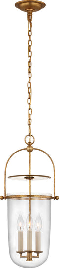 Lorford Tall Smoke Bell Lantern | Gilded Iron | Clear Glass