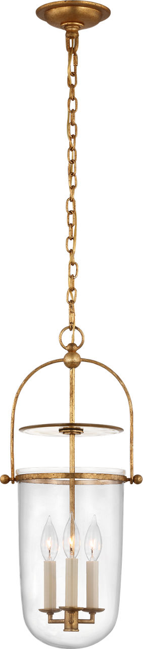 Lorford Tall Smoke Bell Lantern | Gilded Iron | Clear Glass