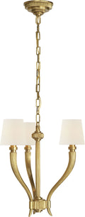 Ruhlmann Small Chandelier | Antique-Burnished Brass | Linen Shades