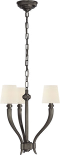 Ruhlmann Small Chandelier | Bronze | Linen Shades