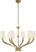 Ruhlmann Large Chandelier | Antique-Burnished Brass | Linen Shades