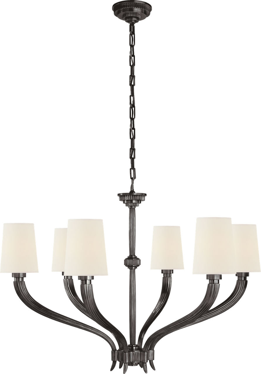 Ruhlmann Large Chandelier | Bronze | Linen Shades