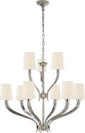 Ruhlmann 2-Tier Chandelier | Polished Nickel | Linen Shades