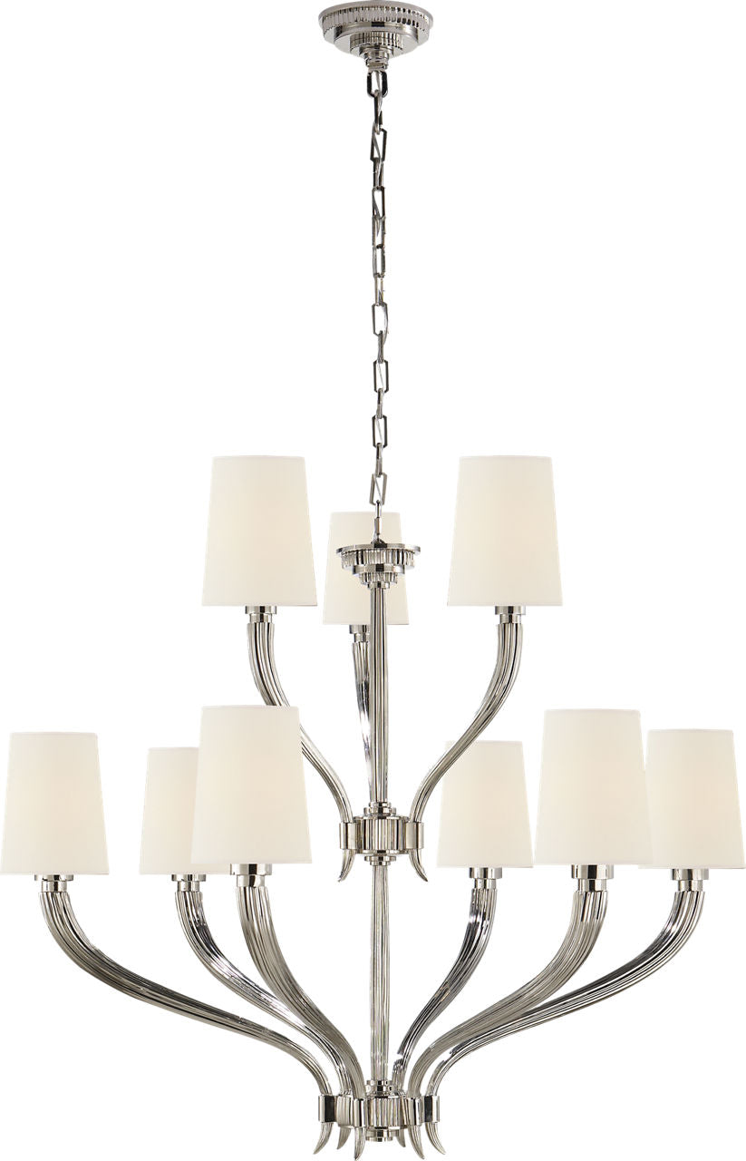 Ruhlmann 2-Tier Chandelier | Polished Nickel | Linen Shades