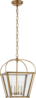 Riverside Small Square Lantern | Antique-Burnished Brass | Clear Glass