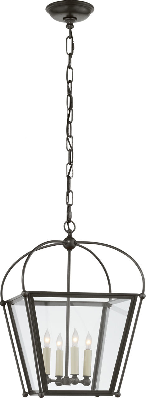 Riverside Small Square Lantern | Bronze | Clear Glass