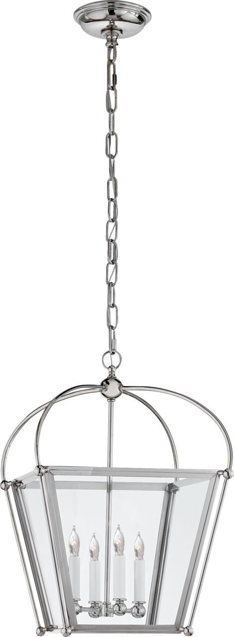 Riverside Small Square Lantern | Polished Nickel | Clear Glass