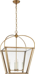 Riverside Medium Square Lantern | Antique-Burnished Brass | Clear Glass