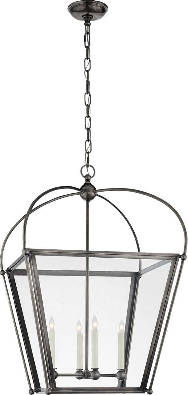 Riverside Medium Square Lantern | Bronze | Clear Glass