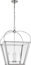 Riverside Medium Square Lantern | Polished Nickel | Clear Glass