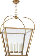 Riverside Large Square Lantern | Antique-Burnished Brass | Clear Glass