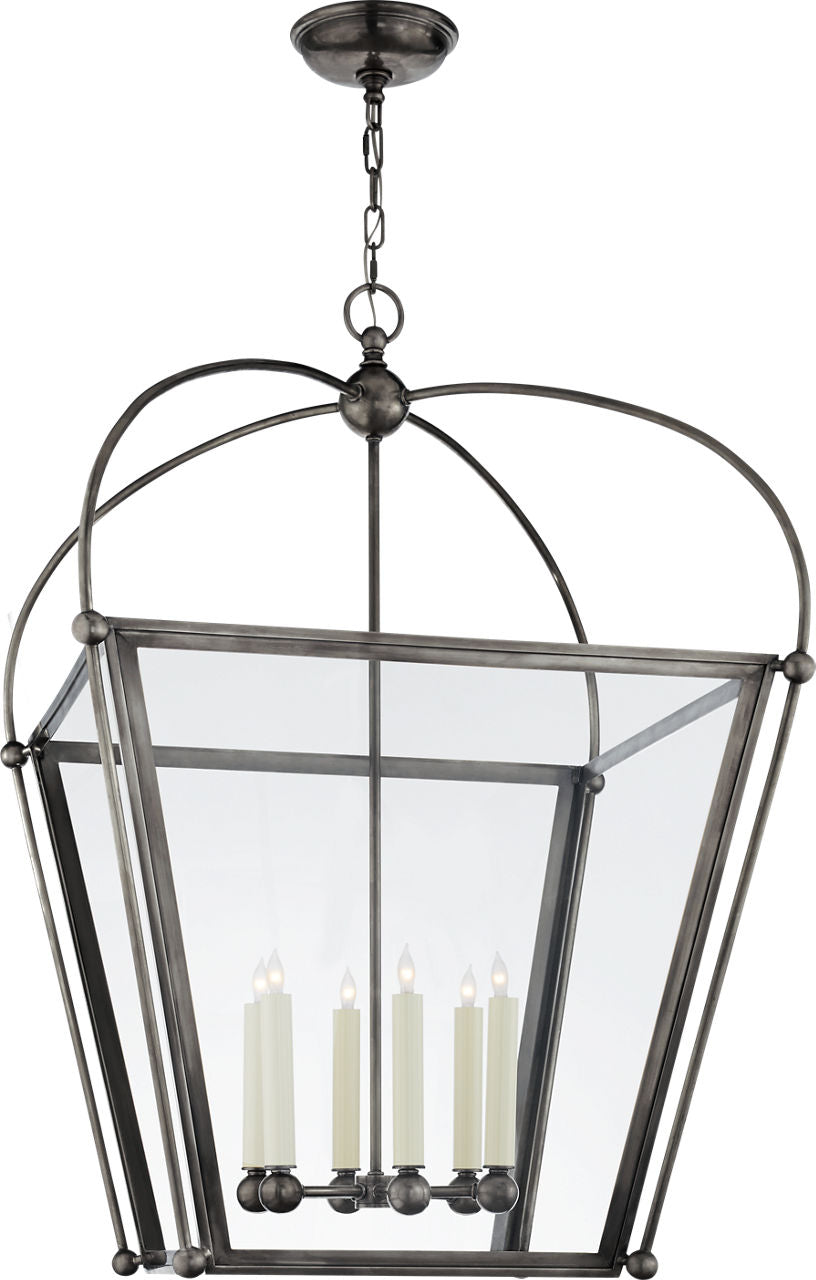 Riverside Large Square Lantern | Bronze | Clear Glass