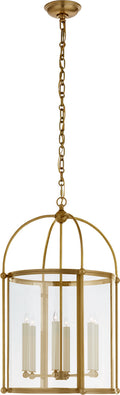 Riverside Medium Round Lantern | Antique-Burnished Brass | Clear Glass