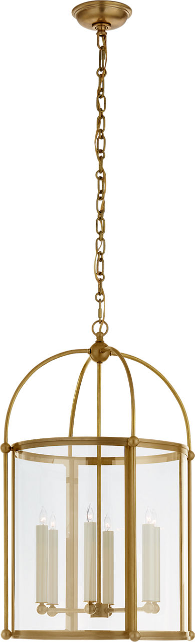 Riverside Medium Round Lantern | Antique-Burnished Brass | Clear Glass