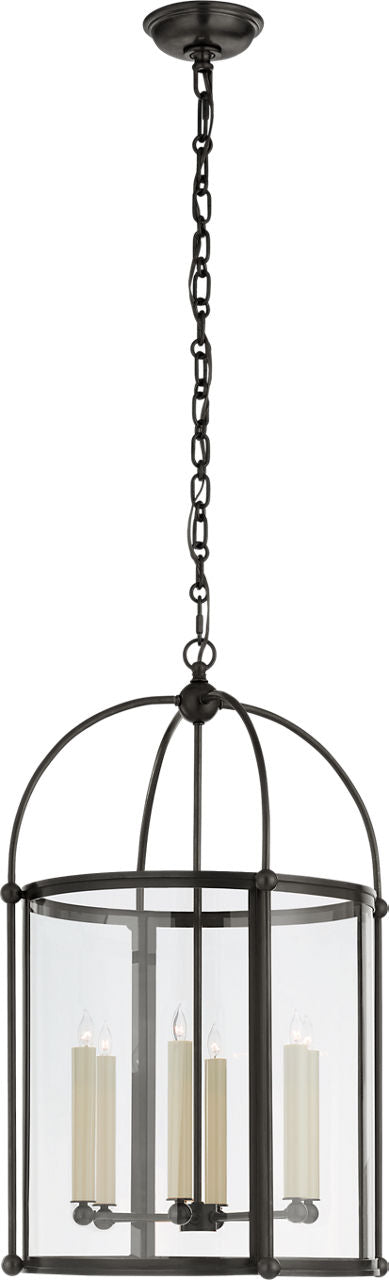Riverside Medium Round Lantern | Bronze | Clear Glass