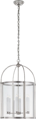 Riverside Medium Round Lantern | Polished Nickel | Clear Glass