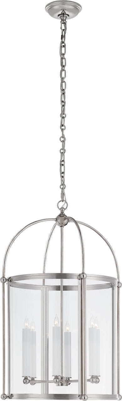 Riverside Medium Round Lantern | Polished Nickel | Clear Glass
